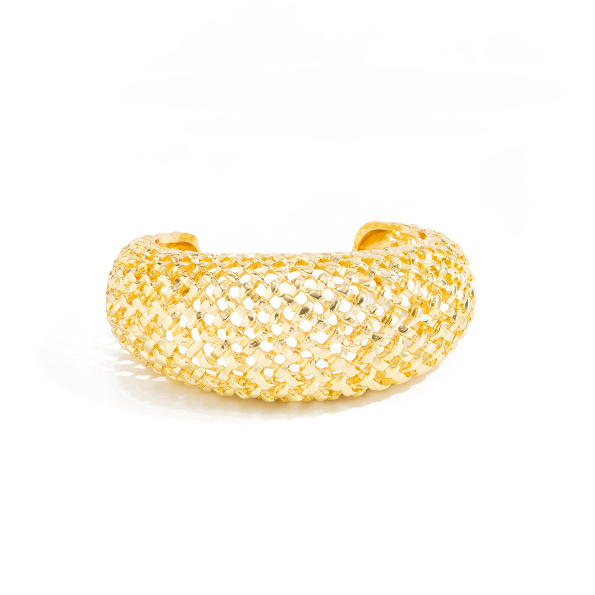 Vintage Geometric Hollow Weave Open Cuff Bracelet Zinc Alloy Plated Wide Bangle