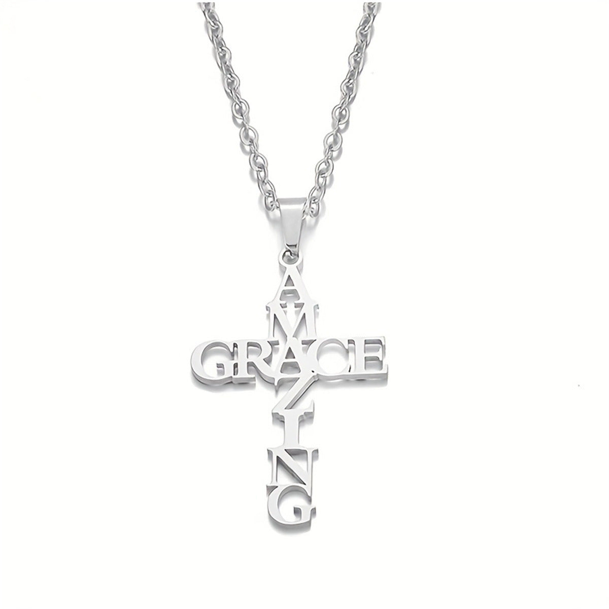 Geometric Cross Necklace in Stainless Steel with Plated Finish for Christmas Wedding Anniversary Jewelry Gift