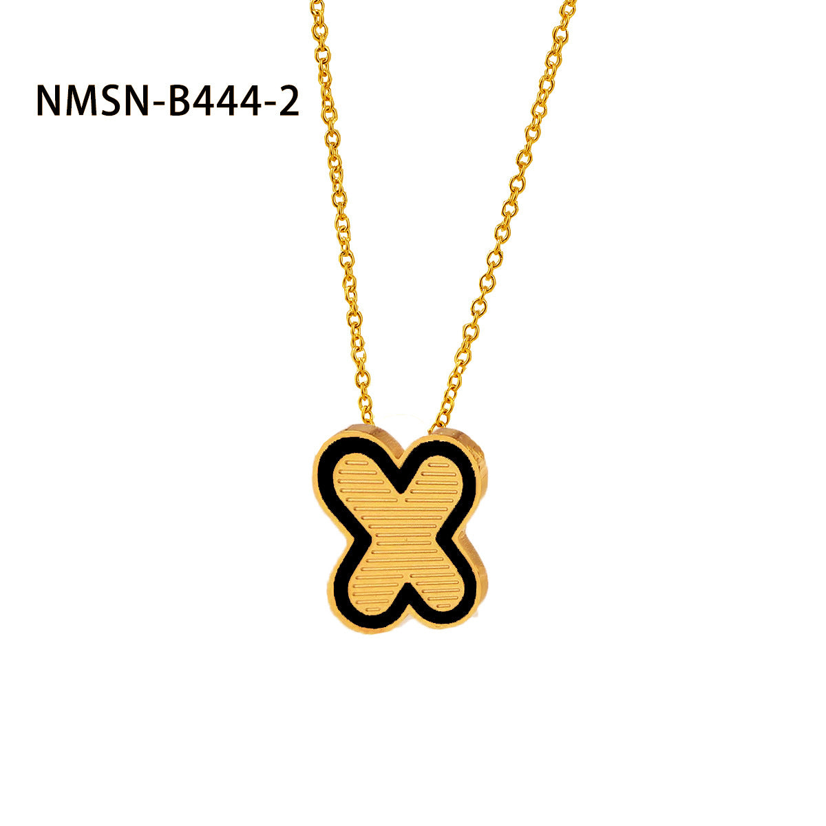 Collana con pendente a forma di lettera minimalista in acciaio inossidabile placcato oro 18 carati e dettagli in smalto da donna