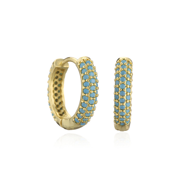 Sweet Elegant Geometric Round Gold Plated Brass Micro-inlaid Cubic Zirconia Earrings