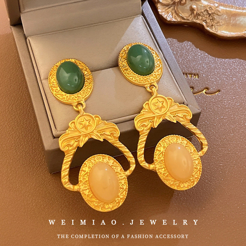Vintage Geometric Earrings with Gold-Plated Copper Base and Stainless Steel Posts for Women