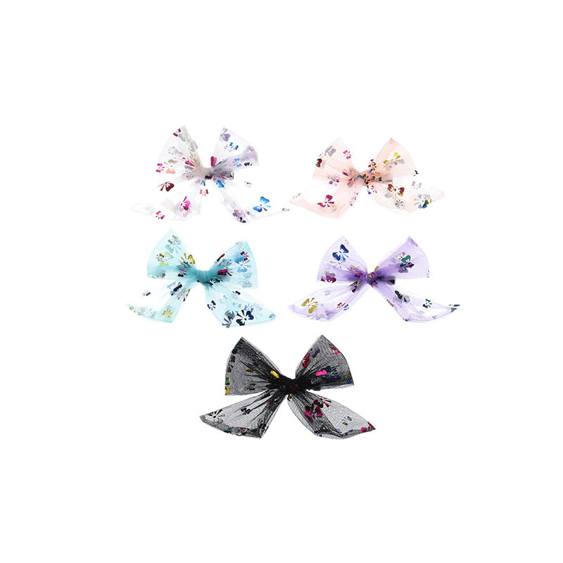 Set de horquillas de dibujos animados con lazos, lentejuelas y diseño de mariposa de tul para niñas de 6 años en adelante