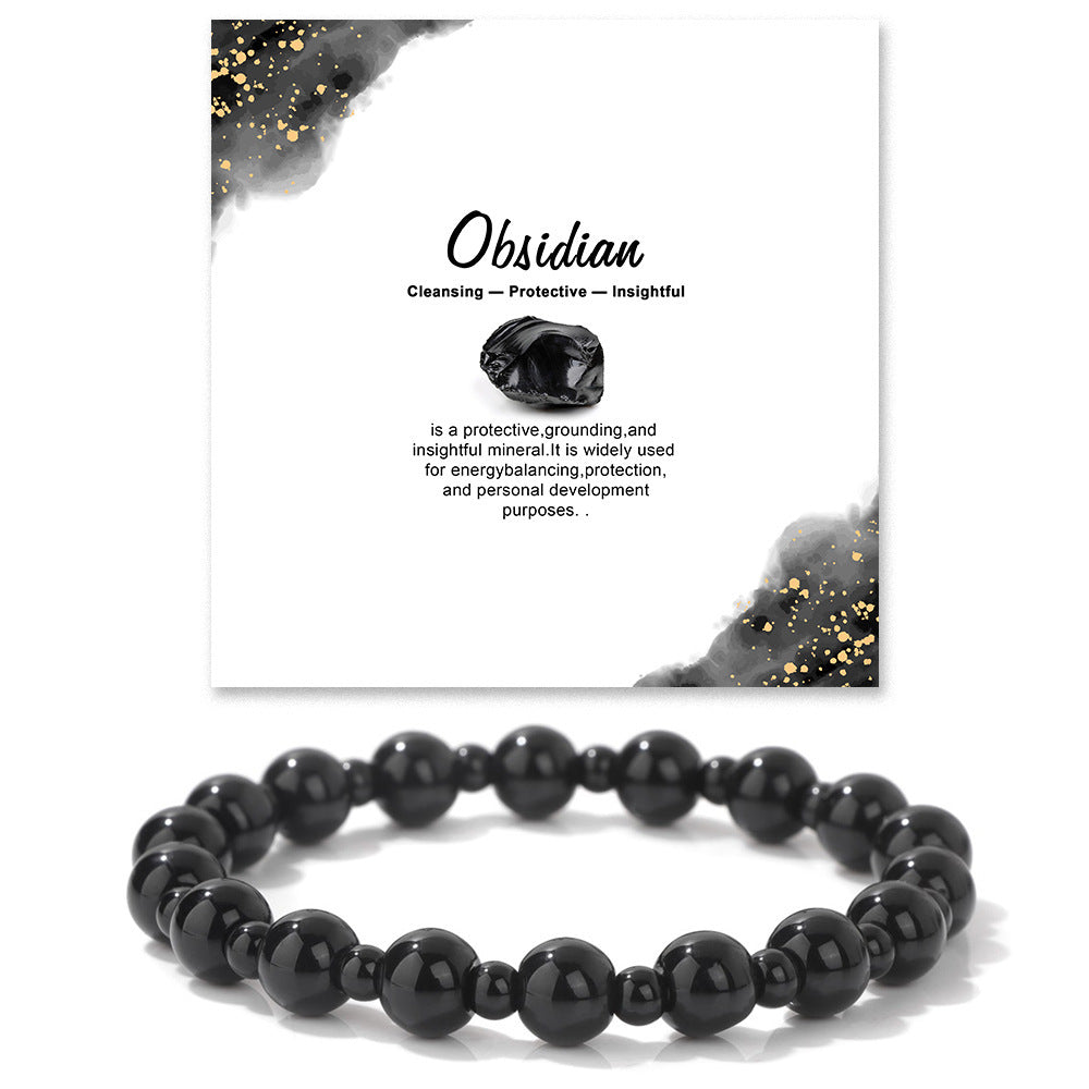 Minimalist Sweet Natural Crystal Beaded Bracelet Unisex 8mm Elastic Stretch Bangle with Star and Geometric Charms