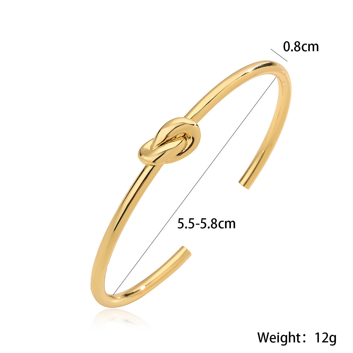 Bracciale Minimalista in Rame Placcato Oro 18K Bracciale Rigido Aperto Liscio da Donna Design Geometrico