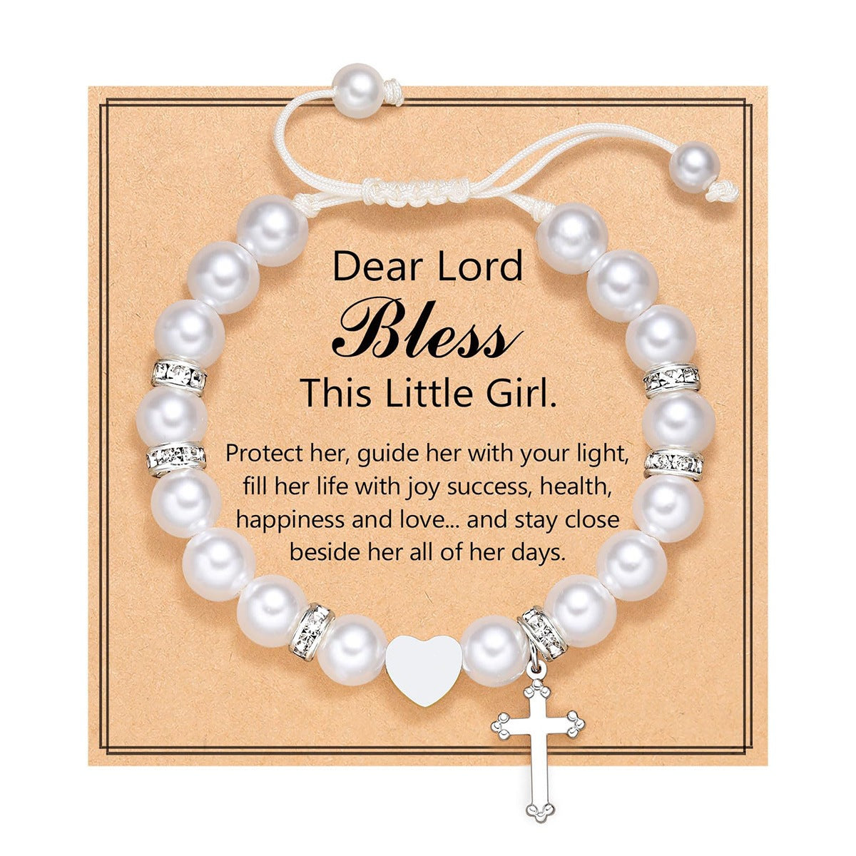 8mm Imitation Pearl Heart Woven Bracelet Unisex Fashion Jewelry Gift