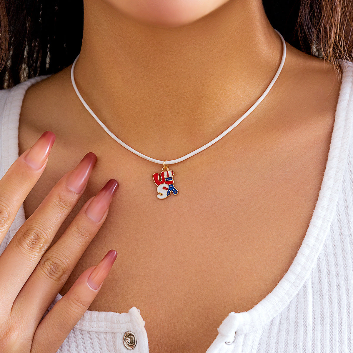 Personalized Heart Star Geometric Pendant Necklace with Bow Detail for Women Alloy Plated Jewelry