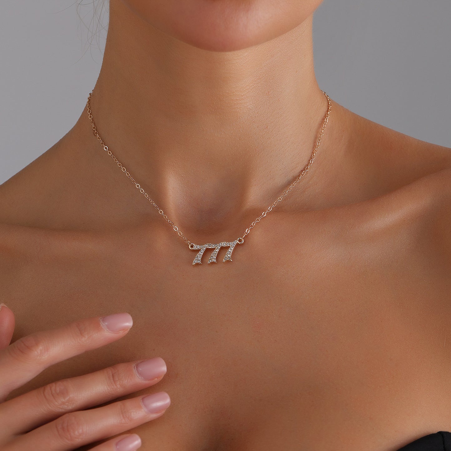 Minimalist Luxury Number 777 Pendant Necklace in Alloy with Electroplated Finish for Women