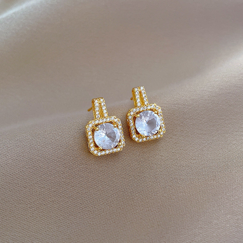 Geometric Stud Earrings for Women with Plated Copper Design, Elegant Long Tassel Drop Earrings, Sweet Style Jewelry