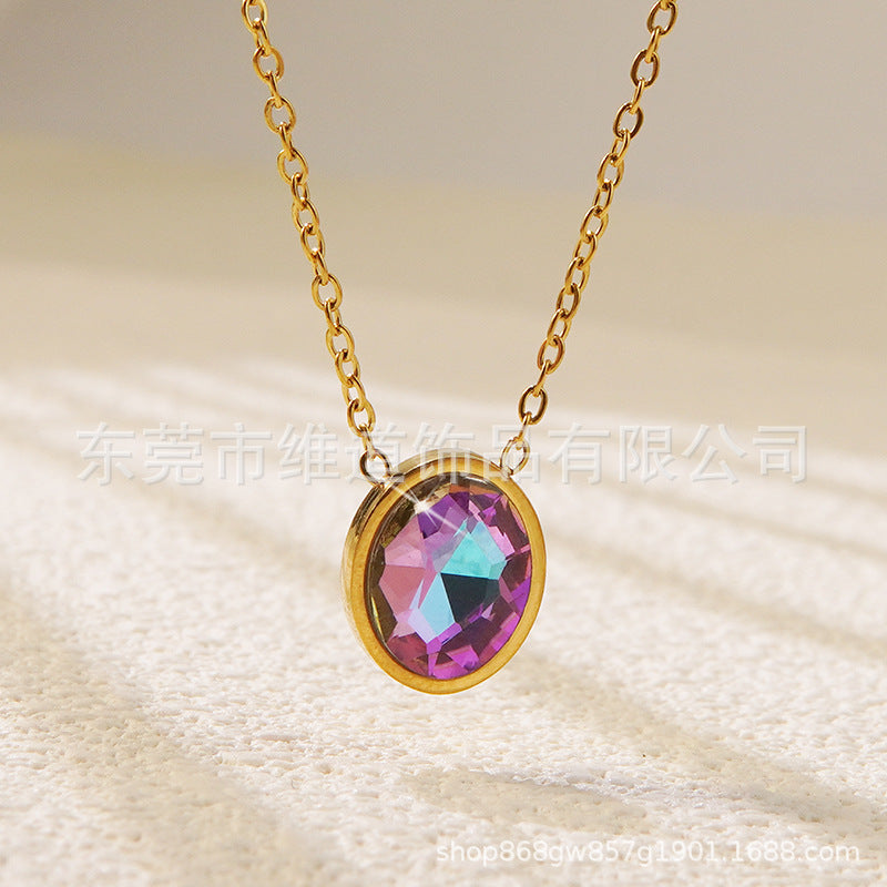Minimalist Heart Teardrop Geometric Stainless Steel Plated Pendant Necklace for Women