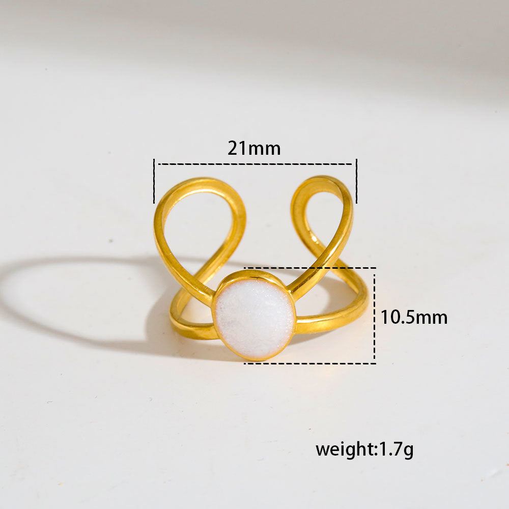 Anillo ajustable hipoalergénico minimalista de acero titanio para mujeres y hombres, con forma de corazón y geométrica, acabado chapado, conjunto de anillos delicados para nudillos.