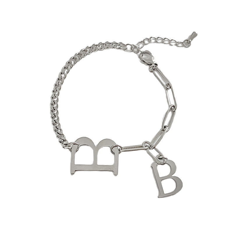 Hip-hop Letter B Plated Titanium Steel Bracelet