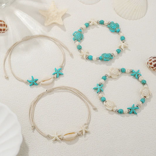 Bohemian Handmade Geometric Round Turquoise Bracelet