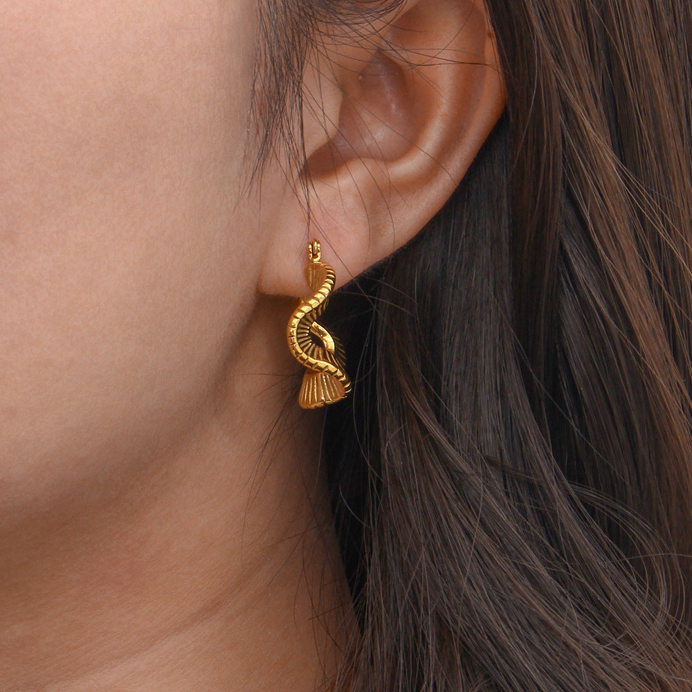 Orecchini da donna in acciaio inossidabile placcati oro 18 carati con forme geometriche irregolari e alla moda