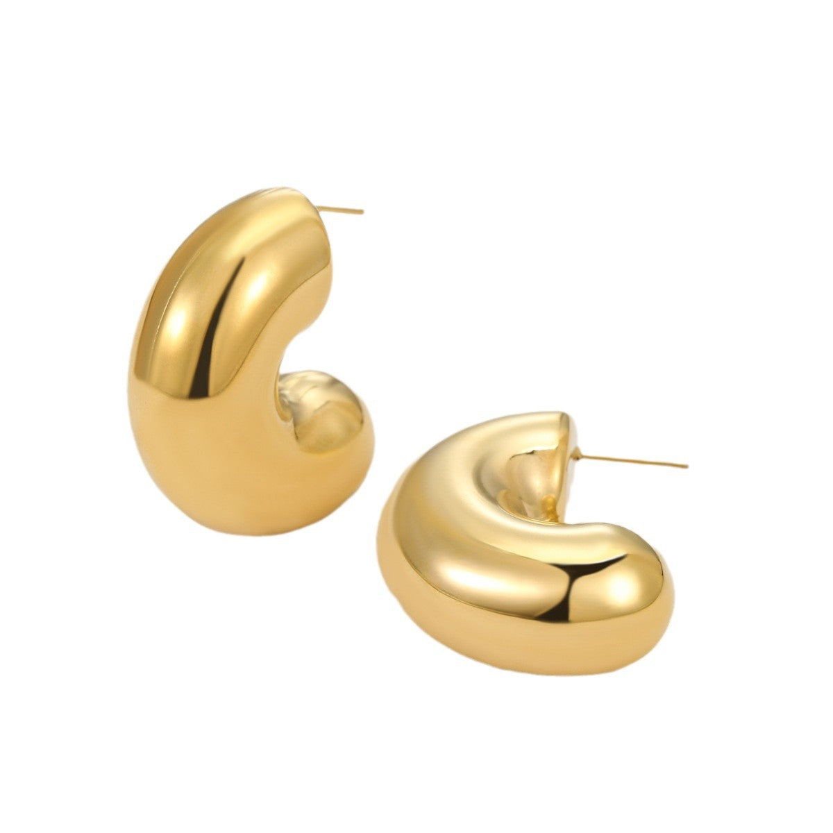 Orecchini da donna in acciaio inossidabile cavi a U in stile vintage con placcatura in oro 18 carati