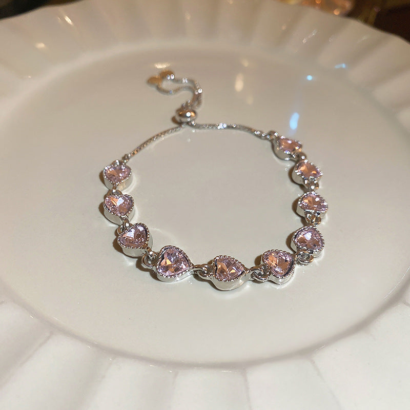 Vintage Luxury Floral Rhinestone Inlay Plated Brass Bracelet for Women