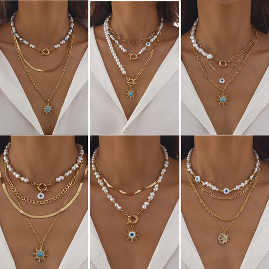 Vintage Ethnic Geometric Alloy Plated Sun Pendant Necklace for Women
