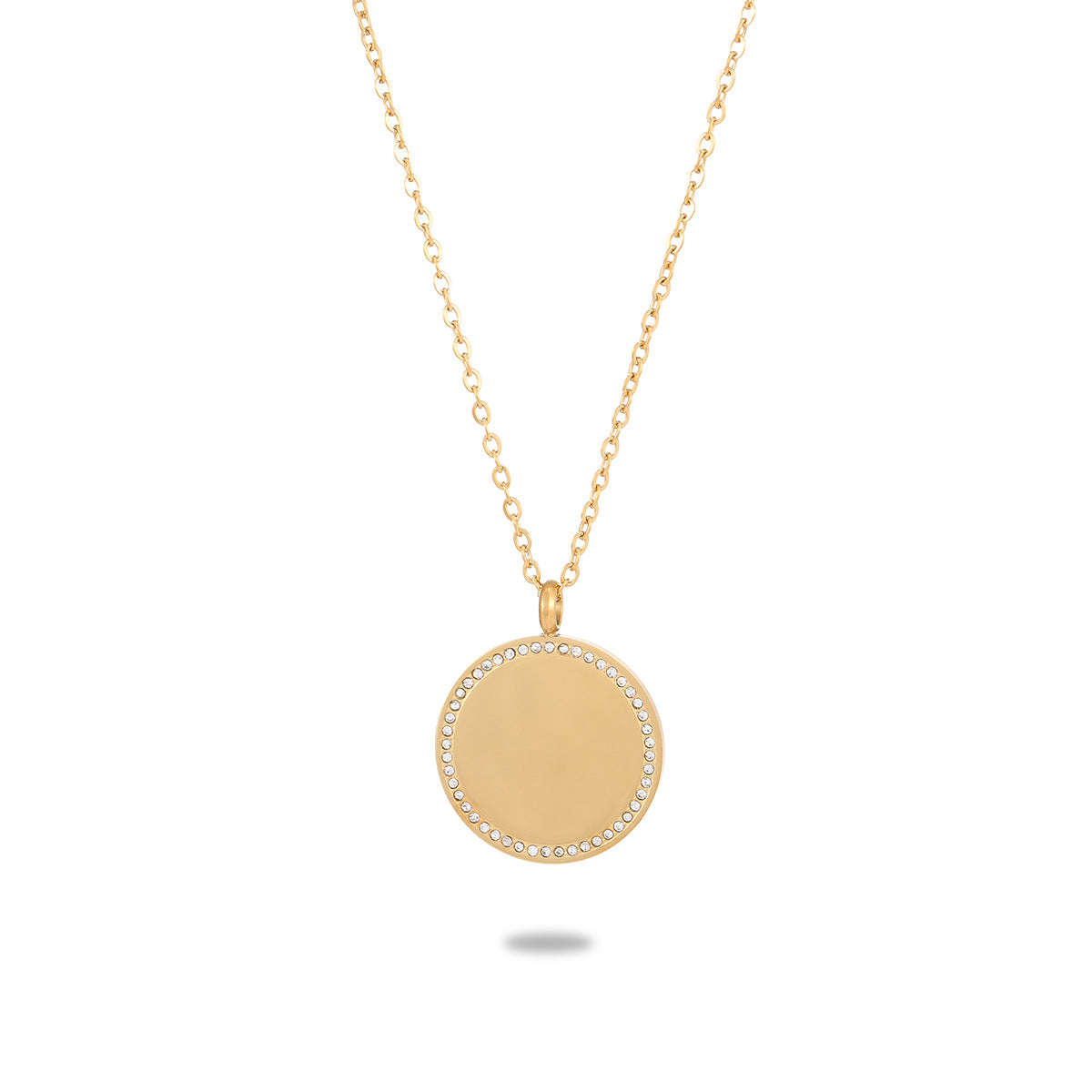 Minimalist 18K Gold Plated Geometric Round Stainless Steel Pendant Necklace Unisex DIY Charm Bar
