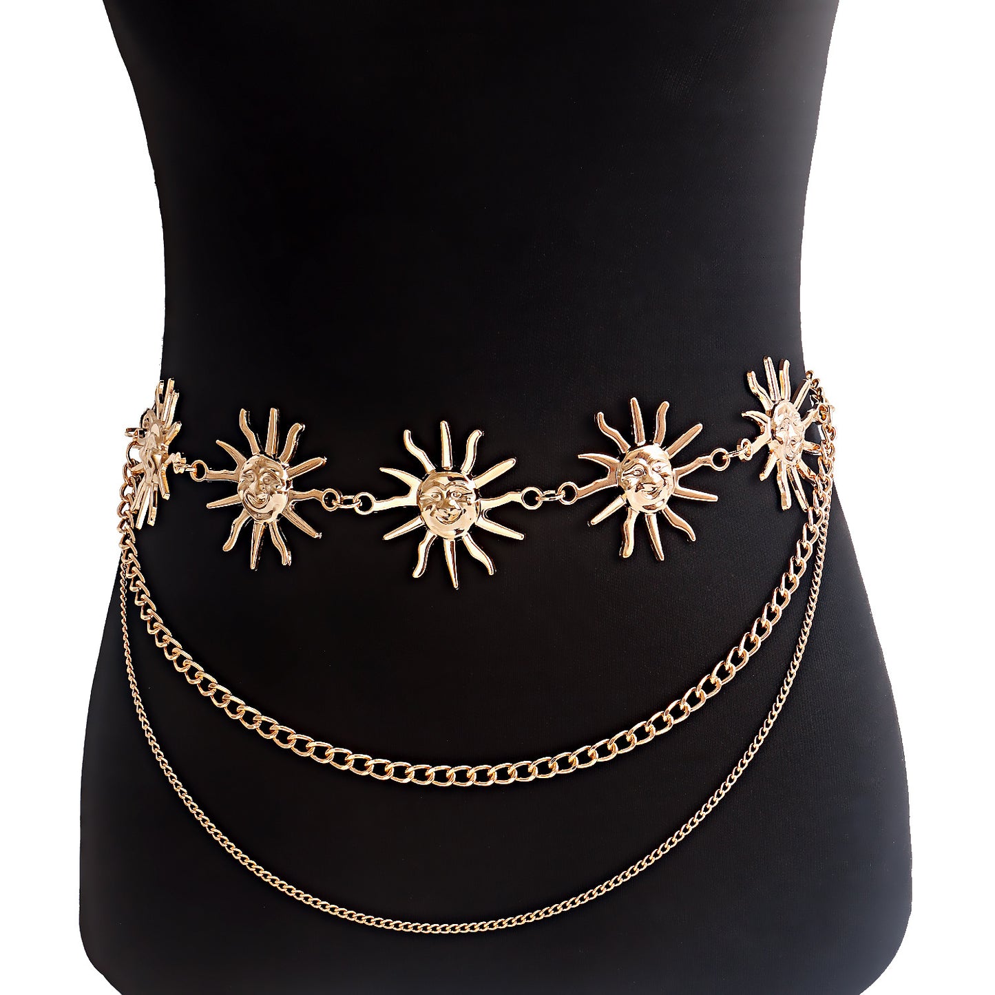 Punk Style Double Loop Metal Waist Chain for Women Body Chain Accessory for Dresses