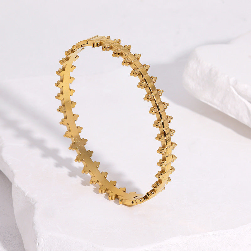 Luxury Geometric Round Square Gold Plated Stainless Steel Titanium Steel Bracelet