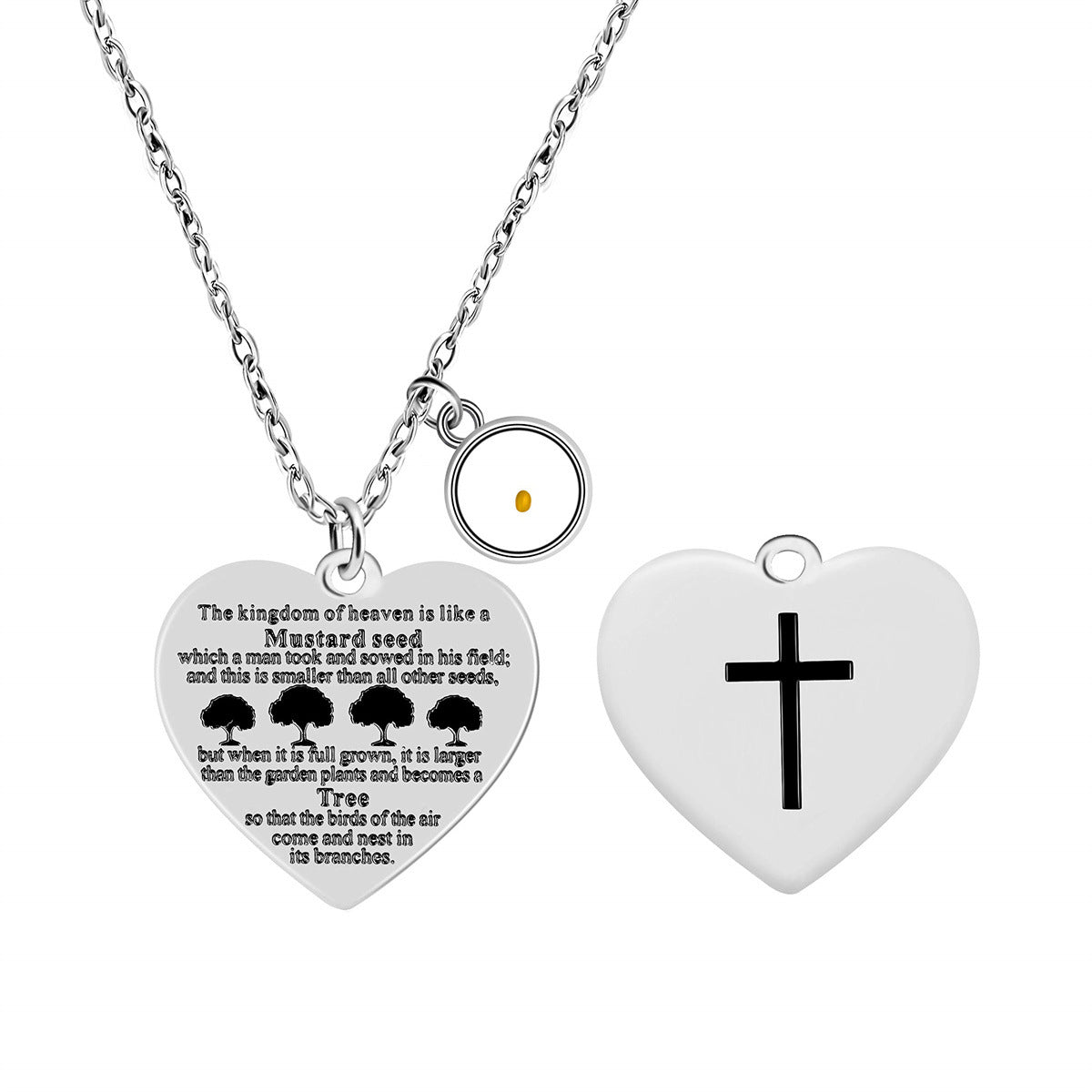 Collana con Ciondolo a Croce a Doppia Faccia in Acciaio Inossidabile con Versetto Biblico Personalizzato, Charm in Acciaio al Titanio Lucidato e Design Geometrico