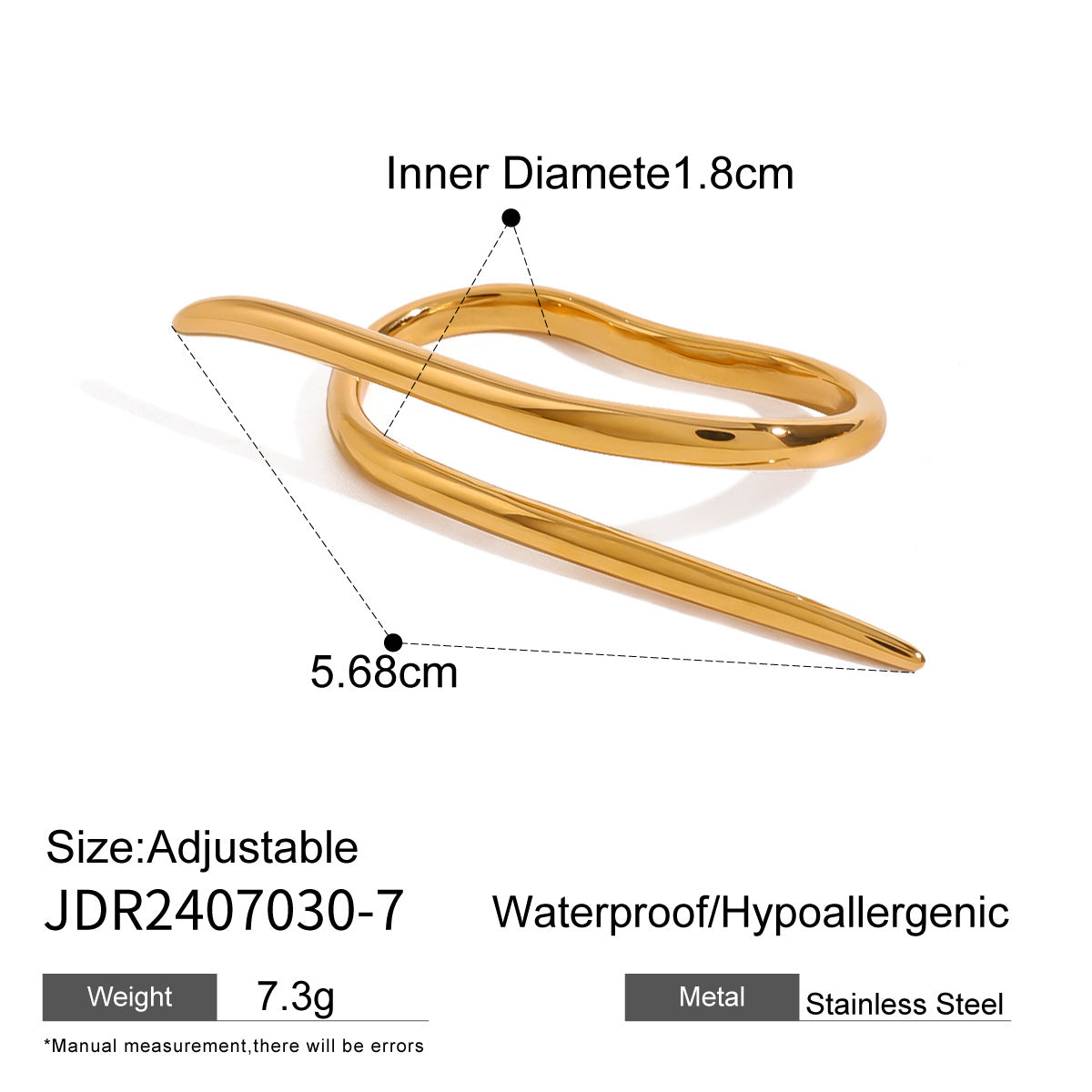Geometric Plated Stainless Steel Ring for Women