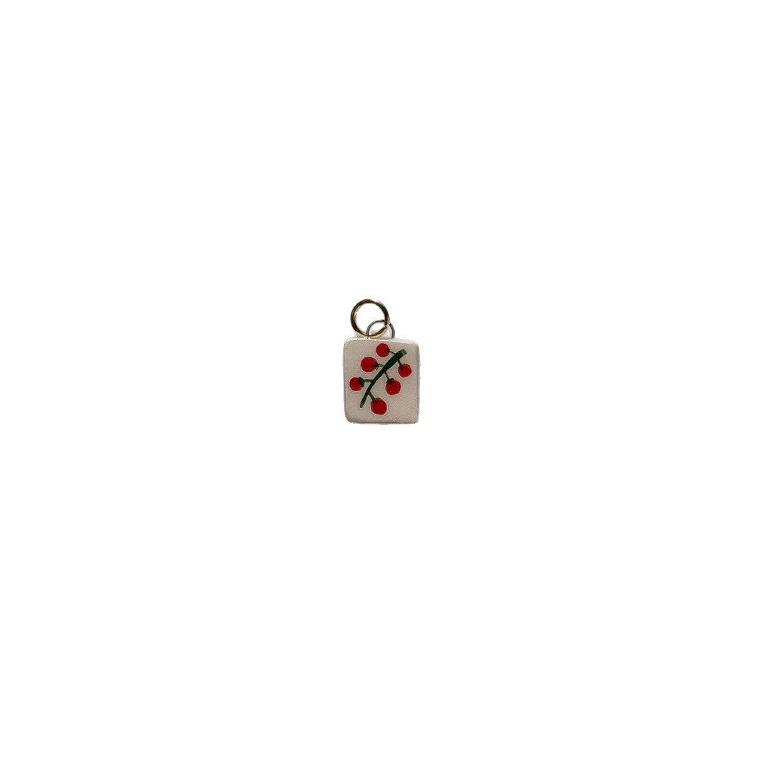 Casual Stainless Steel Geometric Flower Bow Drip Oil Plated Necklace with Cherry Strawberry Pattern