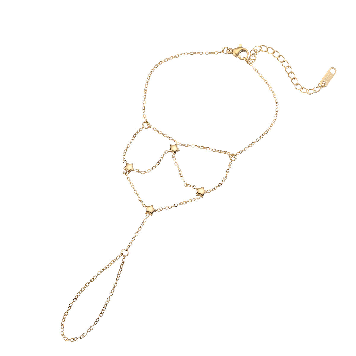 Vintage Gold Plated Heart Star Geometric Stainless Steel Hand Chain for Women