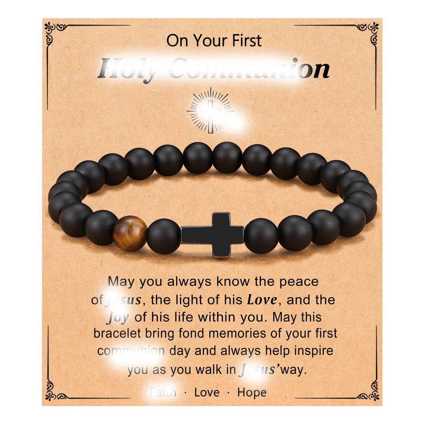 Minimalist Matte Polished Cross Beaded Bracelet for Men