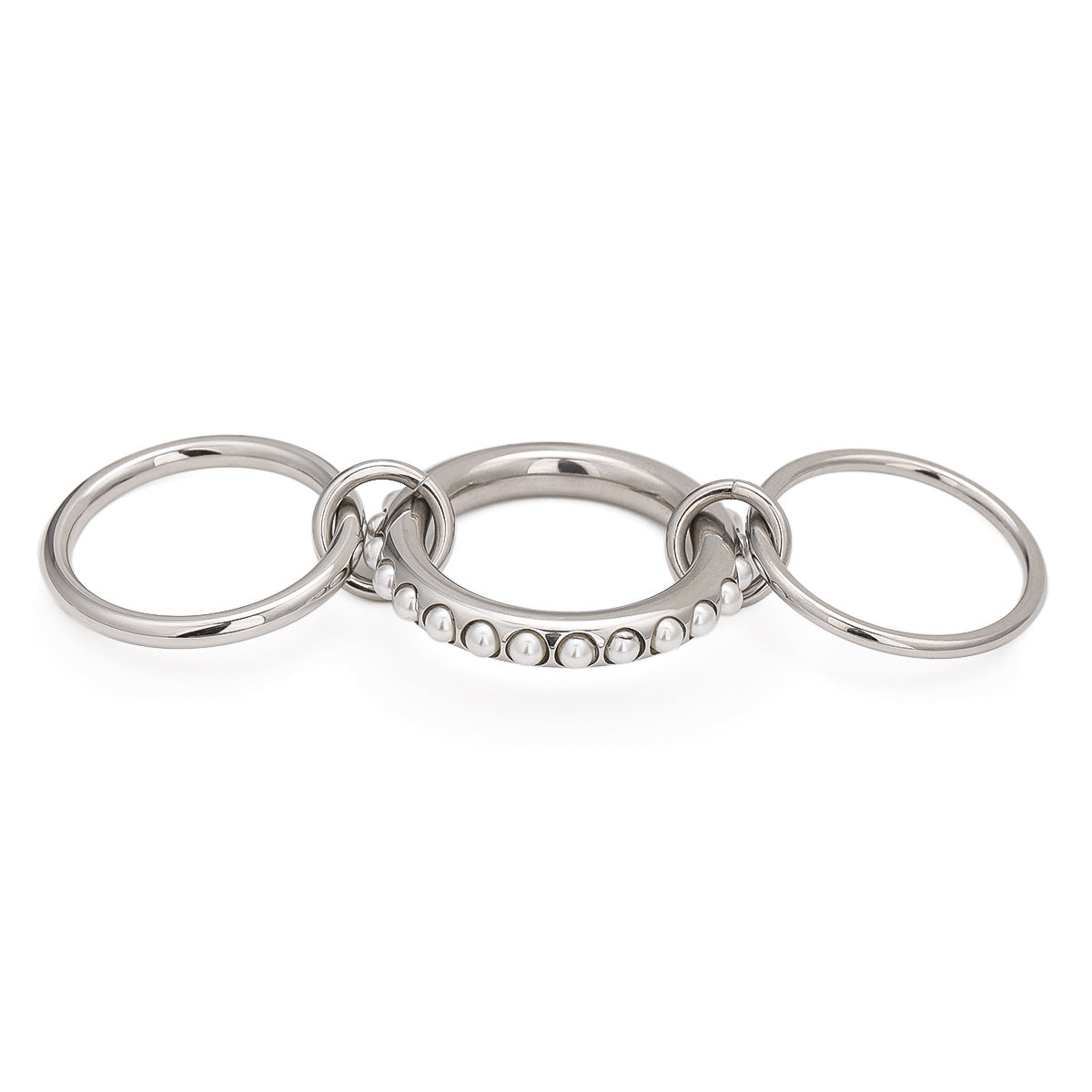 Elegant Geometric Round Stainless Steel Plated Pearl Ring for Women