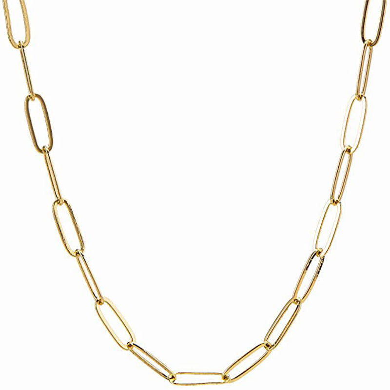 Collana a Catena Geometrica Minimalista Unisex da 3mm in Acciaio Inossidabile Placcato Oro 18K