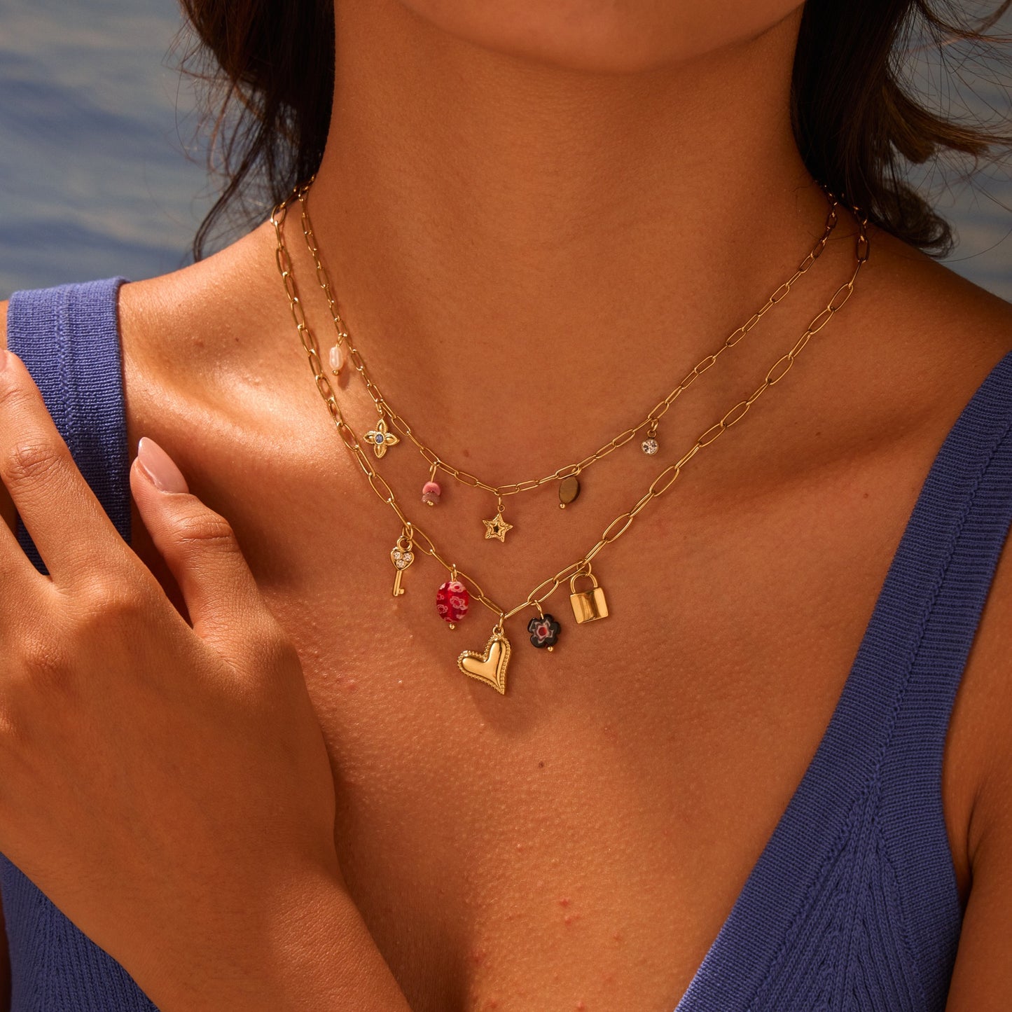 Fashionable Heart-Shaped Stainless Steel Pendant Necklace with Plated Finish for Women, Delicate Locket Style Clavicle Chain