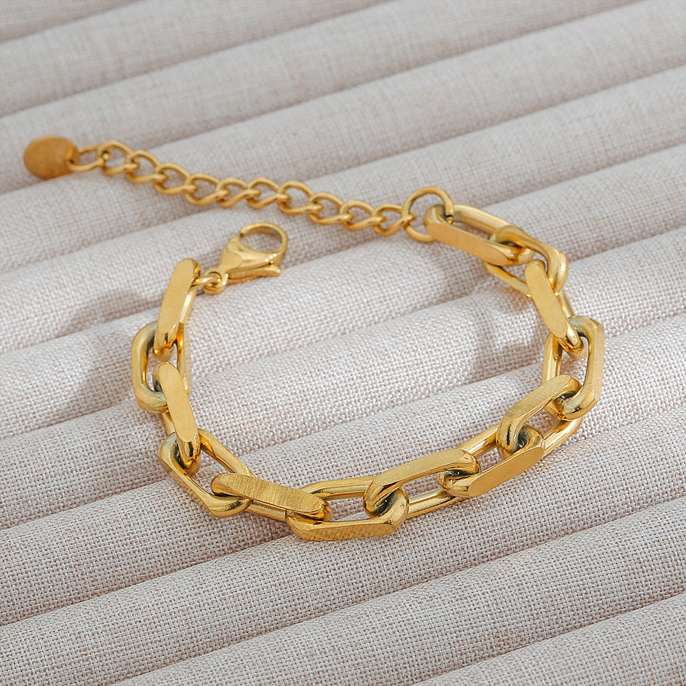 Bracciale Hip Hop minimalista a forma di U placcato in oro 18 carati in acciaio inossidabile per uomo e donna