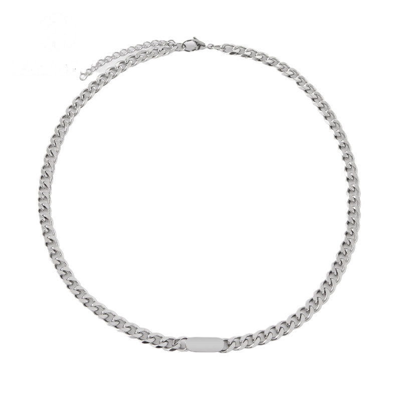 Unisex Retro Hip-Hop Polished Titanium Steel U-Shape Spliced Cuban Chain Necklace