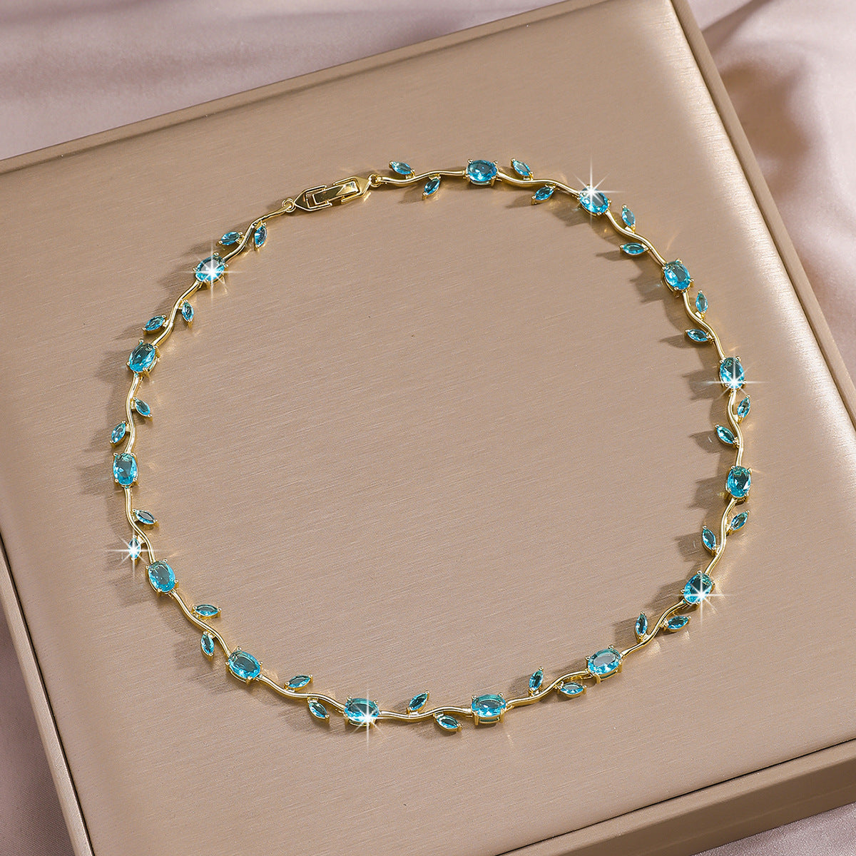 Luxury Gold Plated Brass Leaf Bracelet with Cubic Zirconia Inlay Unisex Floral Design