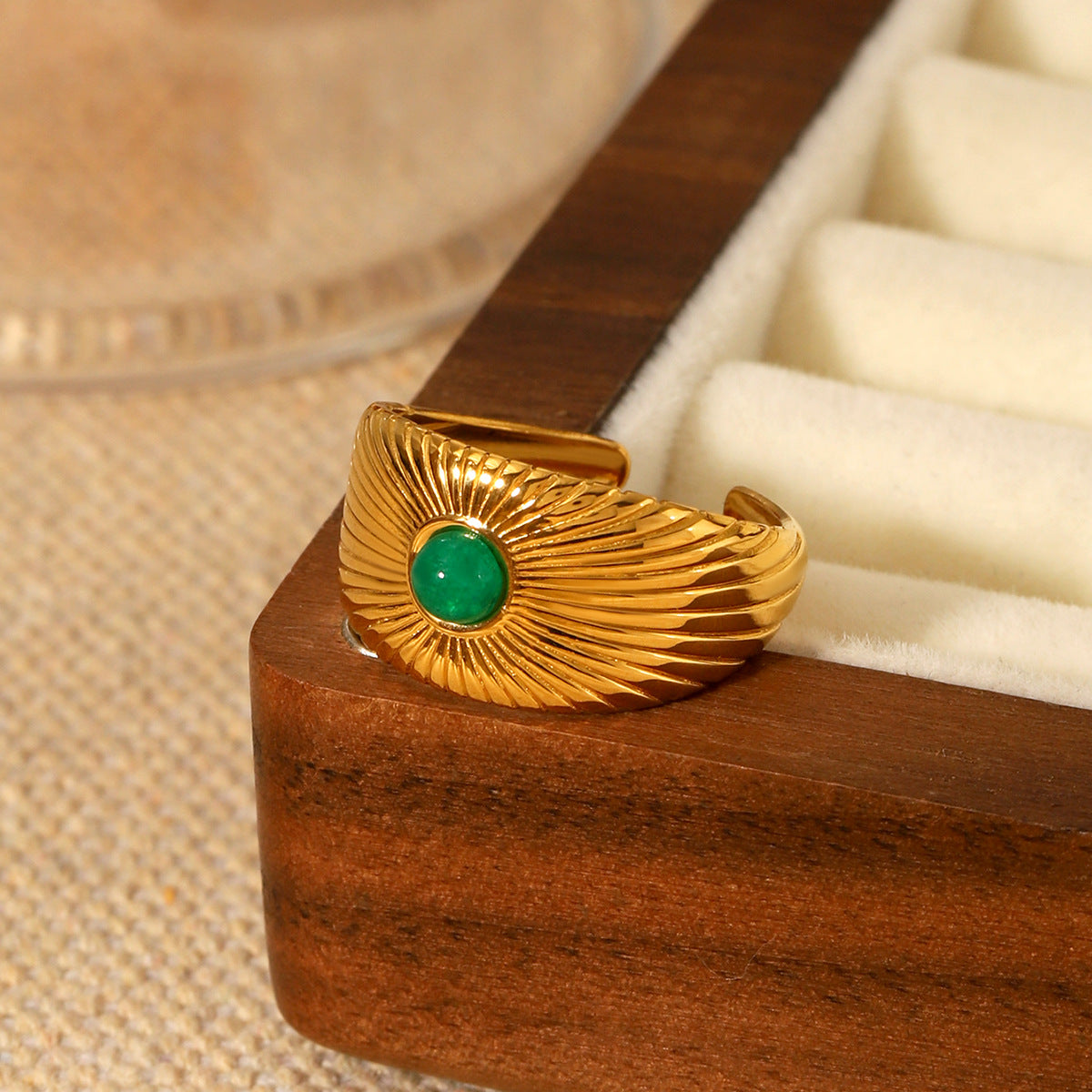 Anello Aperto da Donna in Acciaio Inossidabile Testurizzato con Motivo Geometrico, Stile Palazzo Francese Vintage, Resistente allo Sbiadimento