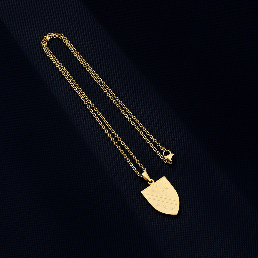 Collar con colgante geométrico de acero inoxidable con dije de acero de titanio y acabado chapado para moda casual unisex