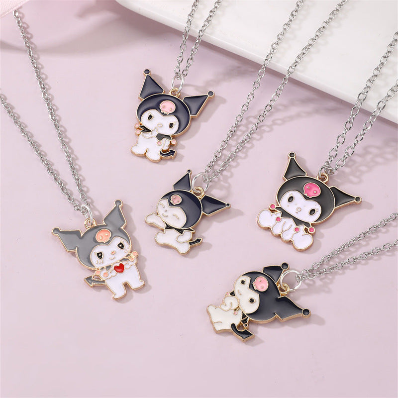 Collana Minimalista con Fiocco in Lega per Bambini con Finitura Smaltata Ciondolo a Catena in Stile Cartone Animato