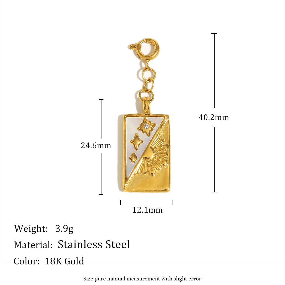 Geometric Heart Pendant with Spring Clasp in Stainless Steel Plated with 18K Gold for Fashionable Office Wear