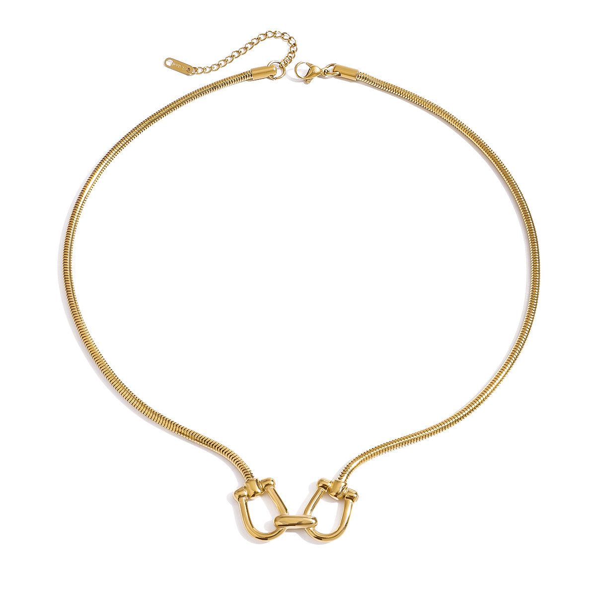 Collar minimalista geométrico de titanio bañado en acero para mujer con delicados detalles lineales y acabado de lujo