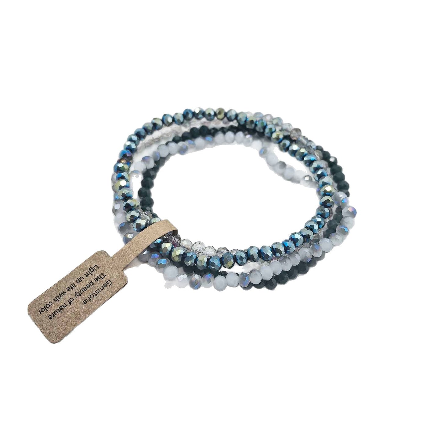 Casual Geometric Faceted Crystal Beaded Stretch Bracelet Set for Unisex