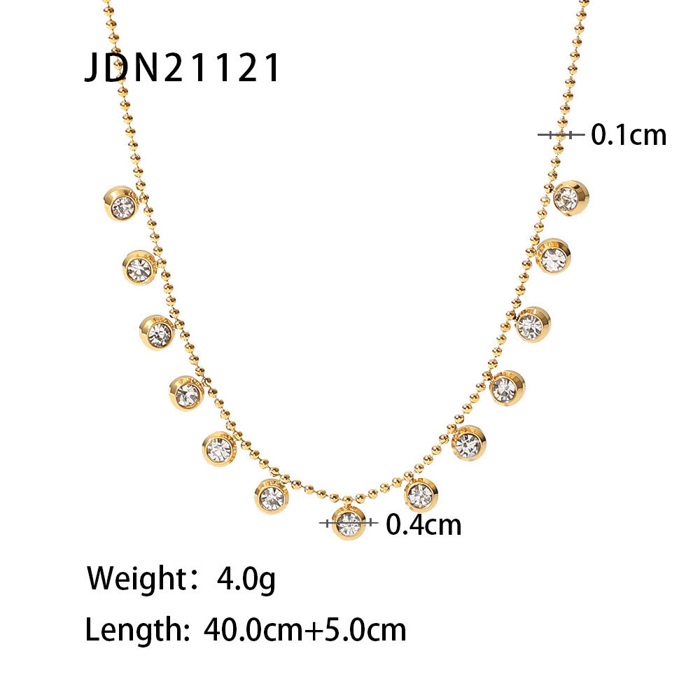 18K Gold Plated Stainless Steel Geometric Rose Y-Chain Necklace for Women