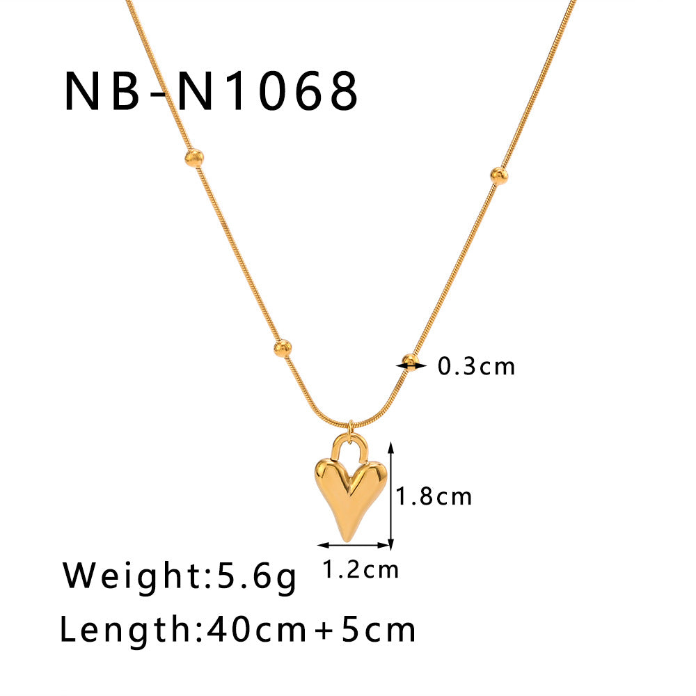 Minimalist Heart-Shaped Titanium Steel Necklace with 18K Gold Plating on O-Chain for Women