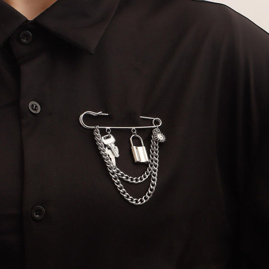 Punk Style Geometric Alloy Brooch with Plated Finish for Women