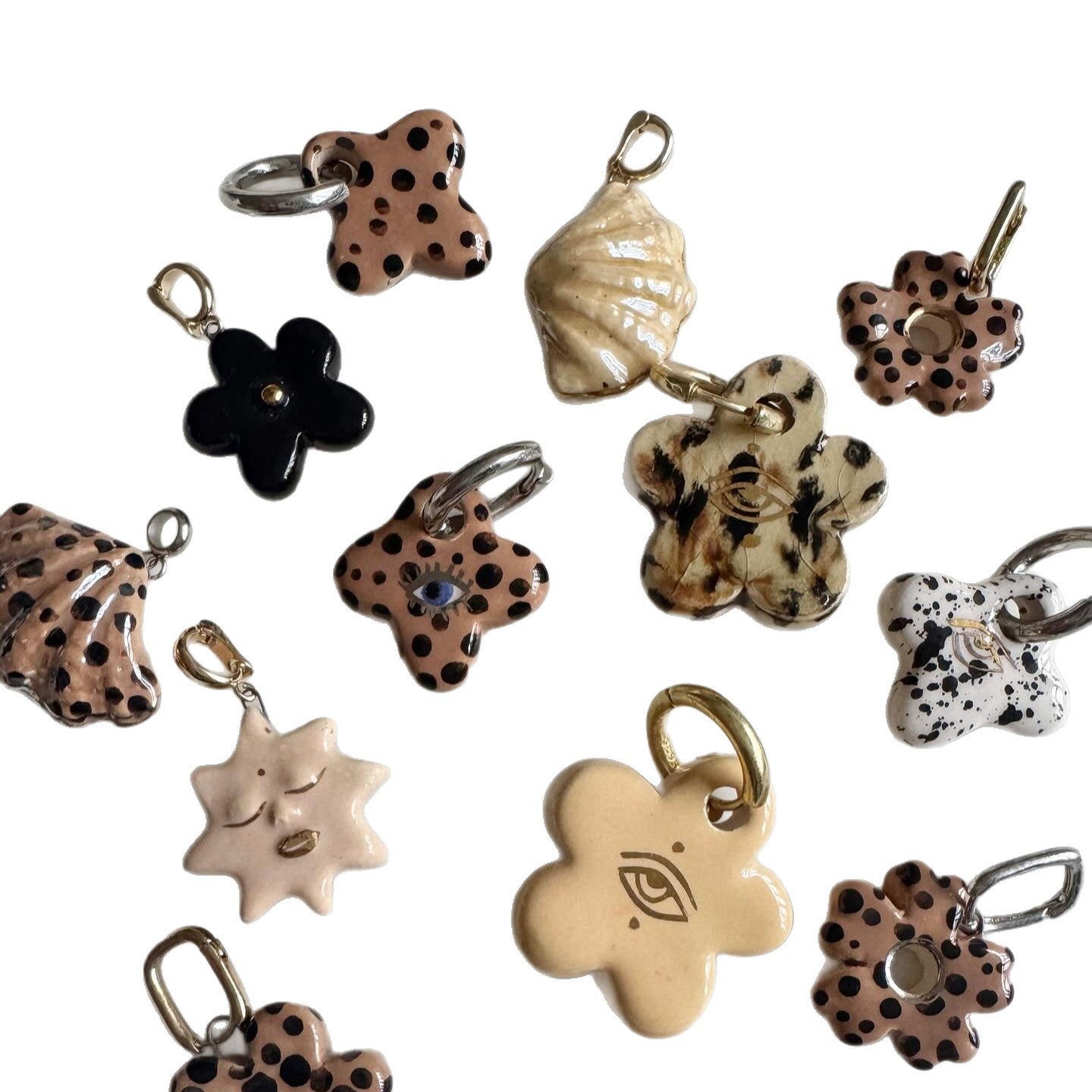 Dopamine Stainless Steel Drip Oil Pendant with Heart Cross Frog Palm Flower and Swallow Designs