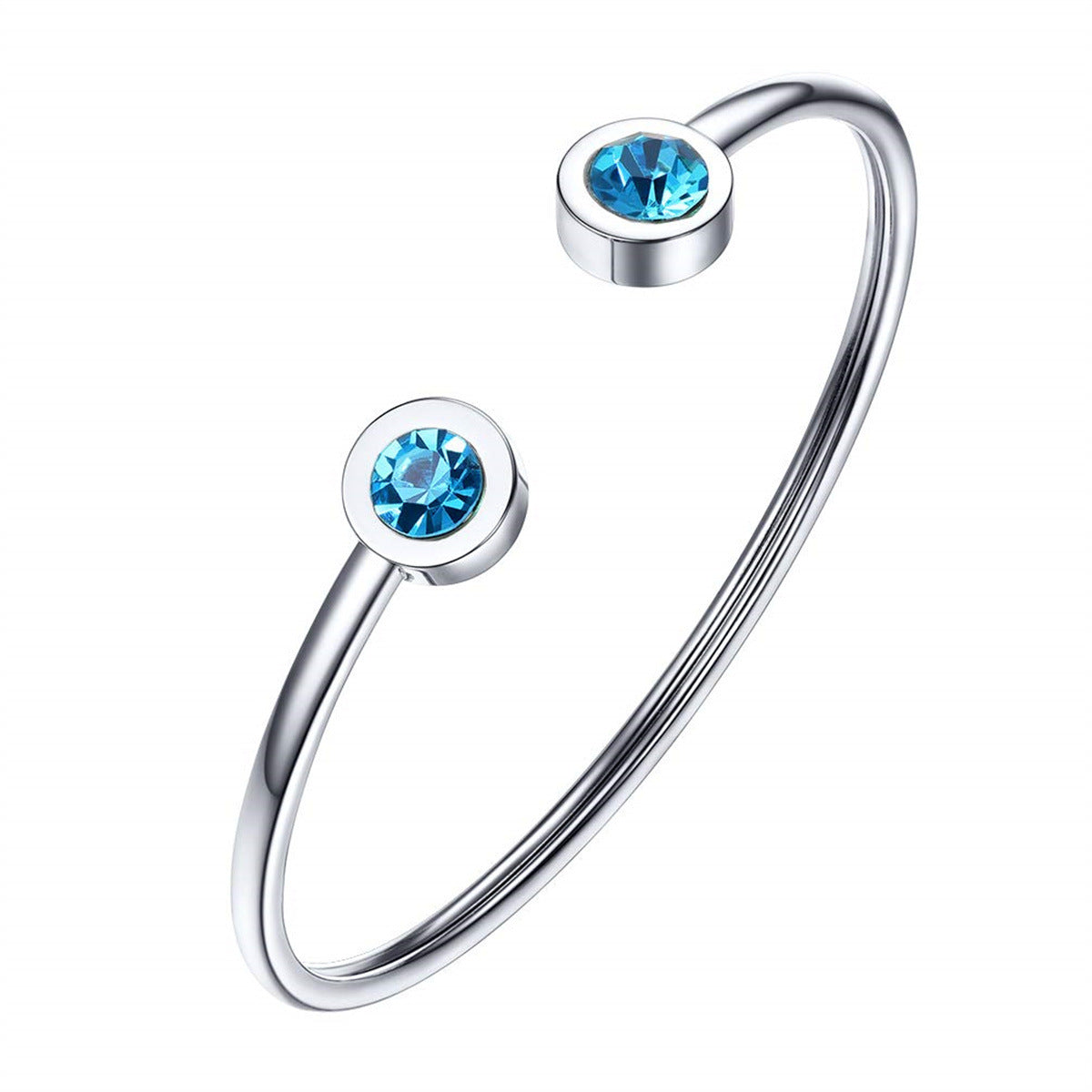 Pulsera minimalista geométrica de acero inoxidable con piedra de nacimiento de diciembre para mujer