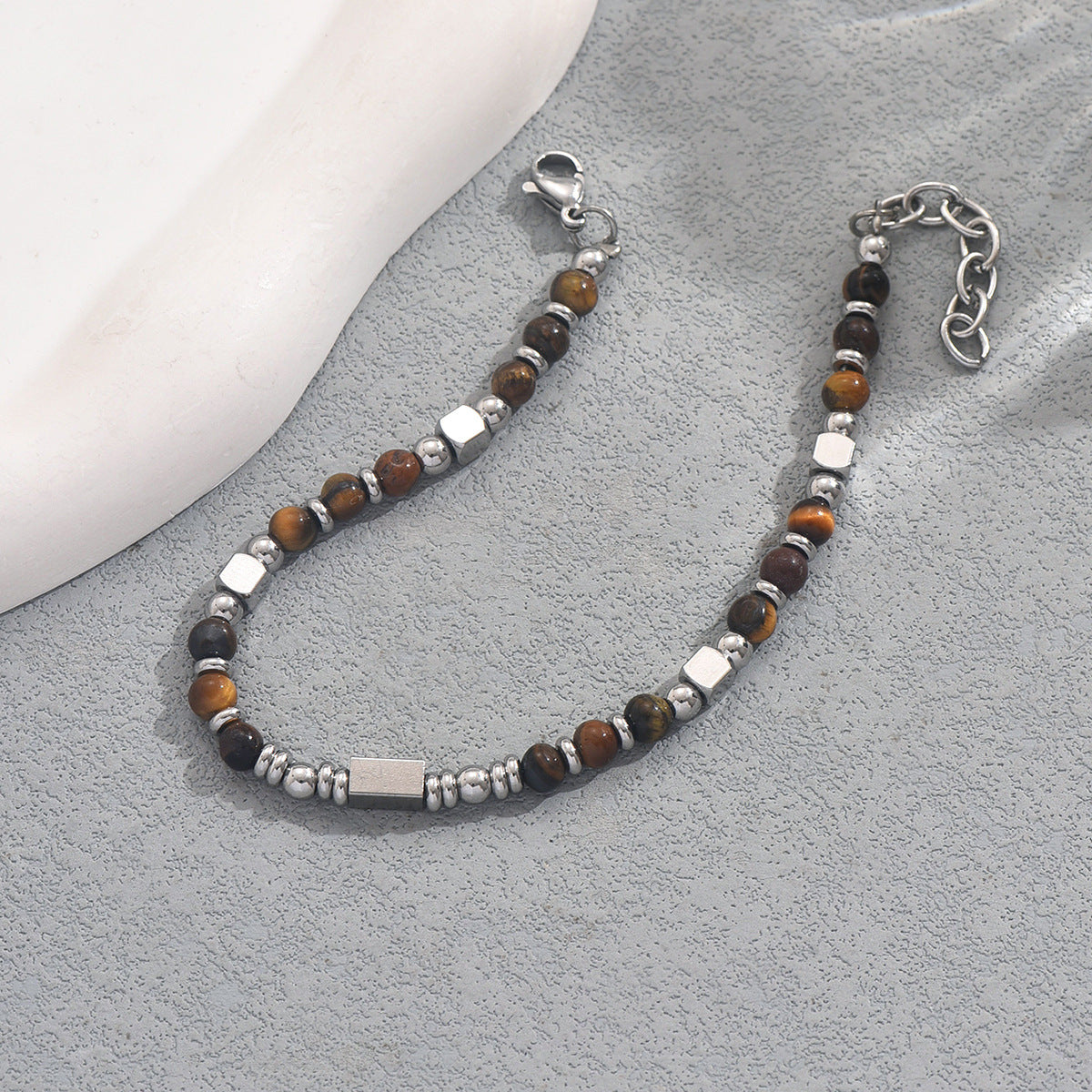 Pulsera de Cuentas Geométricas Estilo Vintage para Mujeres y Hombres Hecha de Piedra Natural Diseño Tejido a Mano Accesorio de Moda Unisex