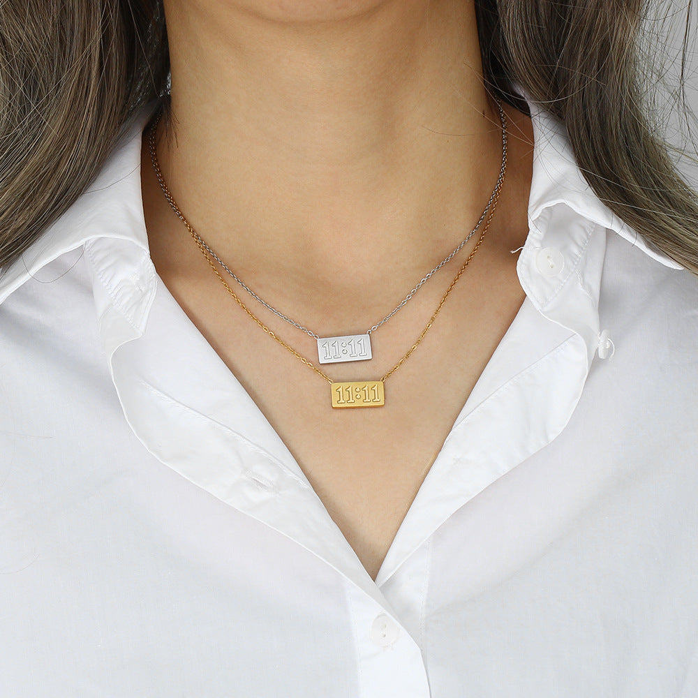 Minimalist Stainless Steel 18K Gold Plated Letter and Number Pendant Necklace for Women