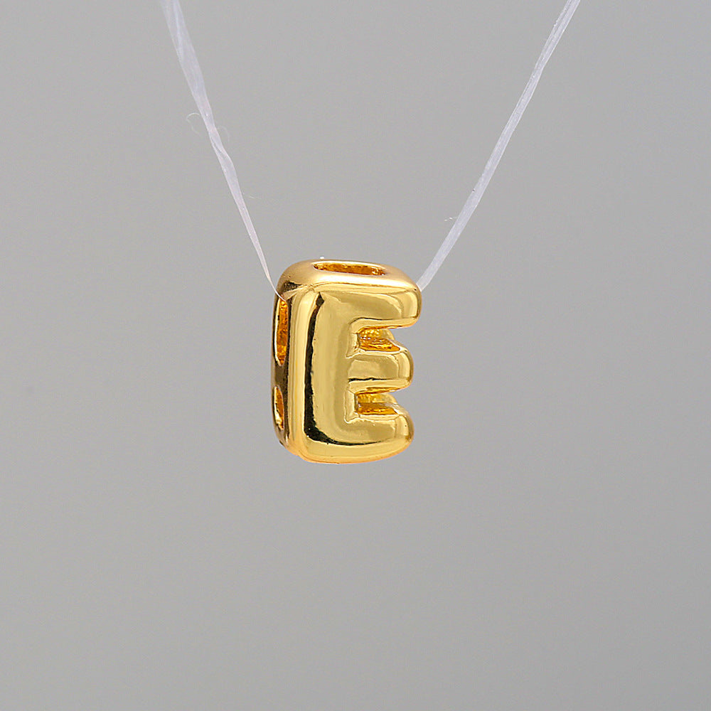 Gold Plated Brass Letter Pendant Stainless Steel Box Chain Necklace Charm Bar