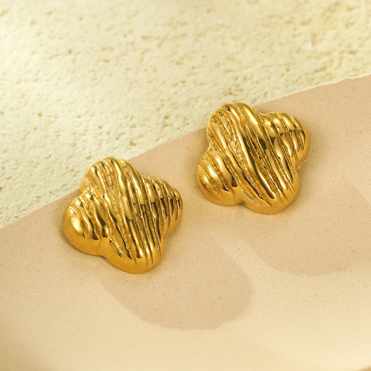 Orecchini a perno geometrici cavi a quadrilatero irregolare minimalisti francesi vintage da donna in acciaio inossidabile placcato oro 18 carati