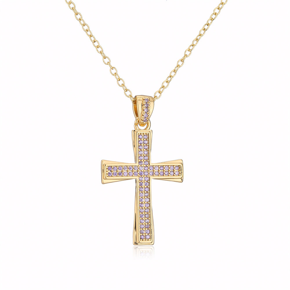 Collana con Ciondolo Geometrico Vintage da Donna con Base in Rame Placcata Oro 18K e Intarsi in Zirconi Colorati